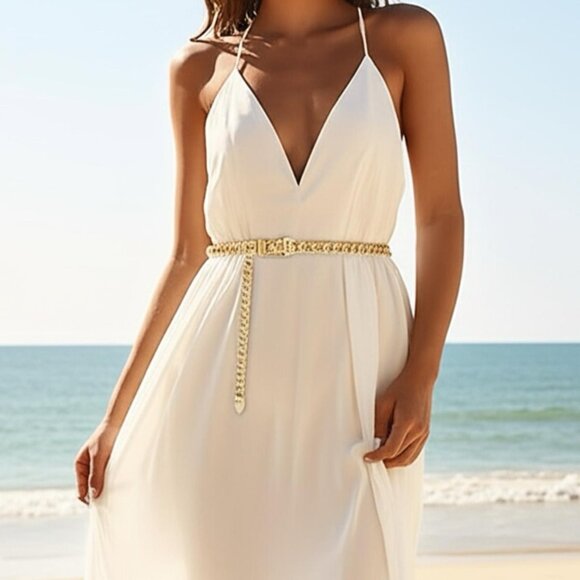 Gold Chain Link With Buckle Closure, Adjustable Fashion Waist Chain Size S M L - Picture 6 of 9